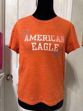 American Eagle Outfitters Orange Graphic Logo Tee